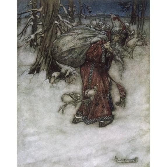 Father Christmas Delivering Xmas Presents Poster Print By Mary Evans Picture Libraryarthur Rackham