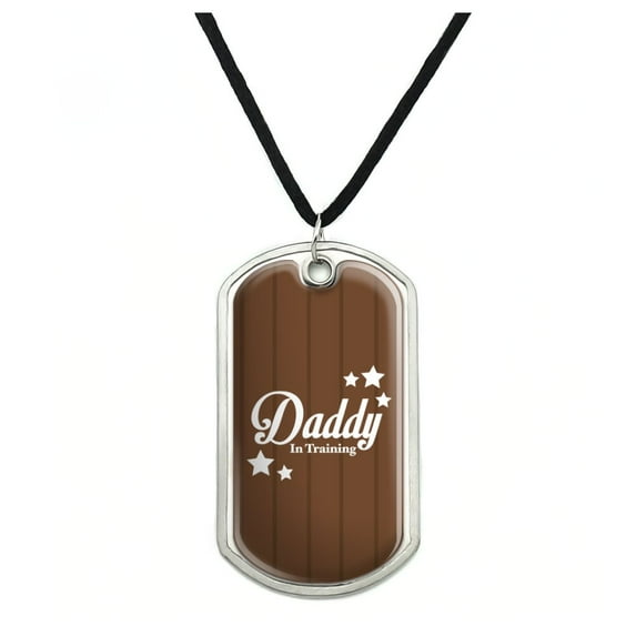 Father Dad Daddy in Training Military Dog Tag Pendant Necklace with Cord