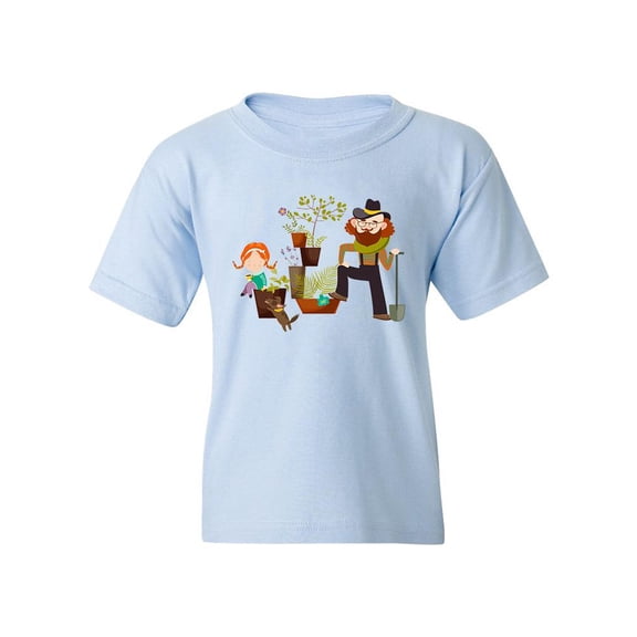Father Daughter And Plants T-Shirt Juniors -Image by Shutterstock,  Large