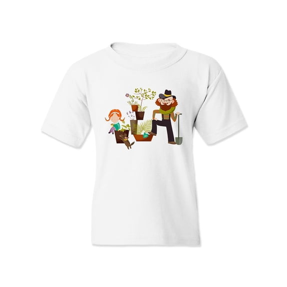 Father Daughter And Plants T-Shirt Juniors -Image by Shutterstock, Small