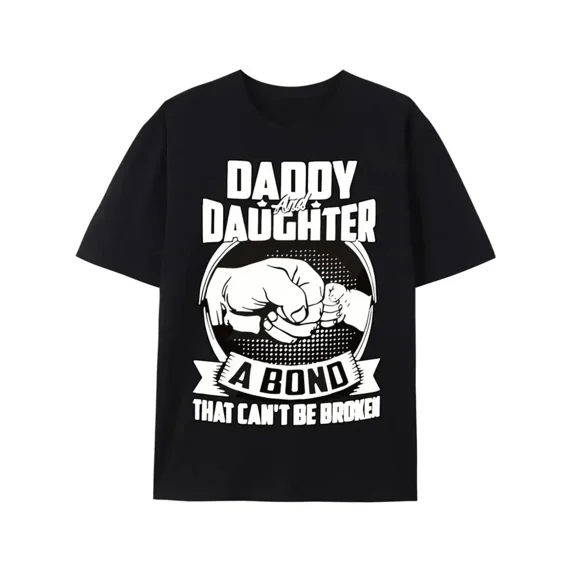 Father Daughter Fist Bump Graphic Men Gift for Dad Casual Short Sleeve Cotton T-Shirt