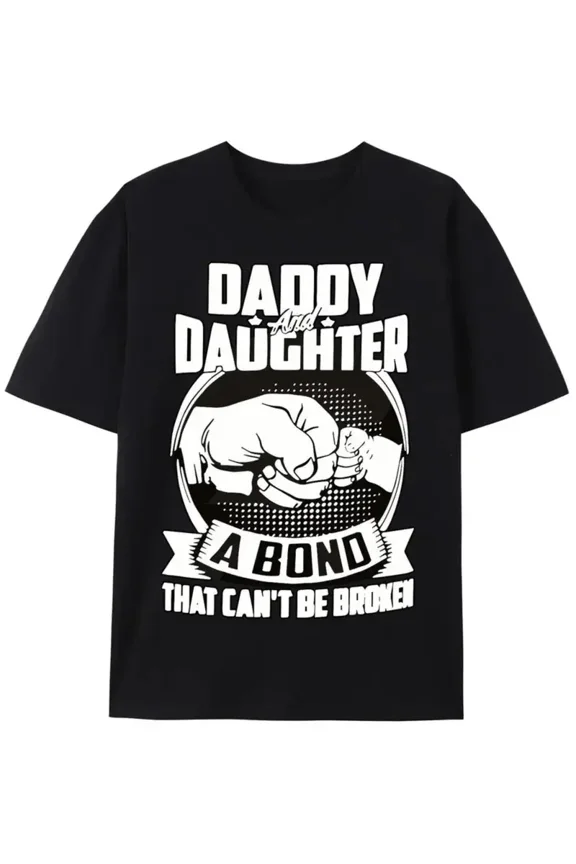 Father Daughter Fist Bump Graphic Men Gift for Dad Casual Short Sleeve Cotton T-Shirt