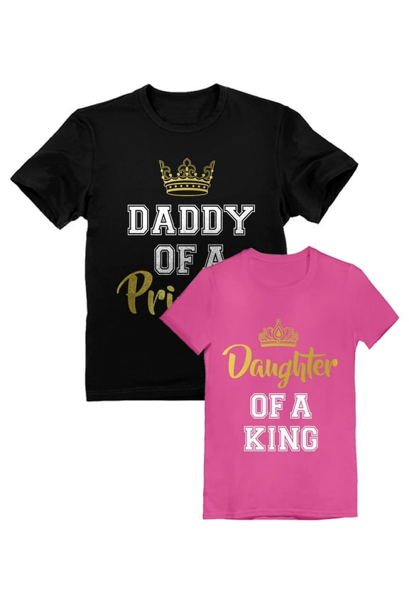Father & Daughter Matching Set Daddy and Me Outfit Dad & Toddler Girl T-Shirts Daddy Black Large / Daughter Wow pink 3T