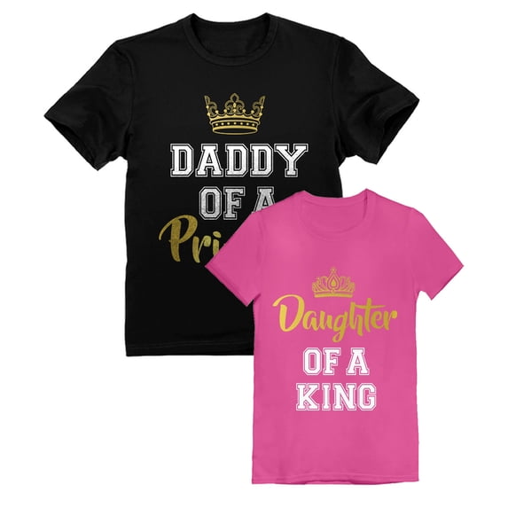 Father & Daughter Matching Set Daddy and Me Outfit Dad & Toddler Girl T-Shirts Daddy Black Small / Daughter Wow pink 2T