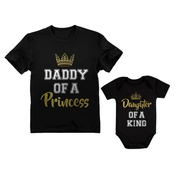 Father & Daughter Matching Set Gift For Dad & Baby Girl Bodysuit & Men's Shirt man Black Large / baby Black 6M (3-6M)