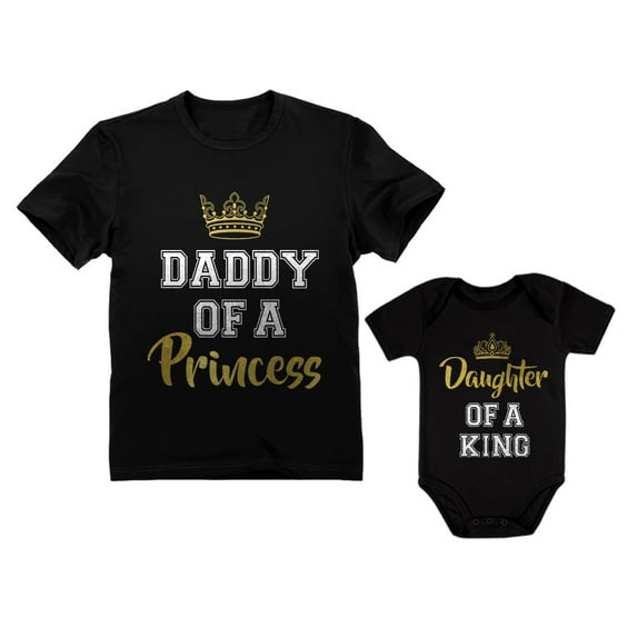 Father & Daughter Matching Set Gift For Dad & Baby Girl Bodysuit & Men's Shirt man Black Small / baby Black 18M (12-18M)