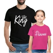 Father Daughter Tee, King Tee for Sister, Black Mens 2XL & Pink Youth Lg 14-16