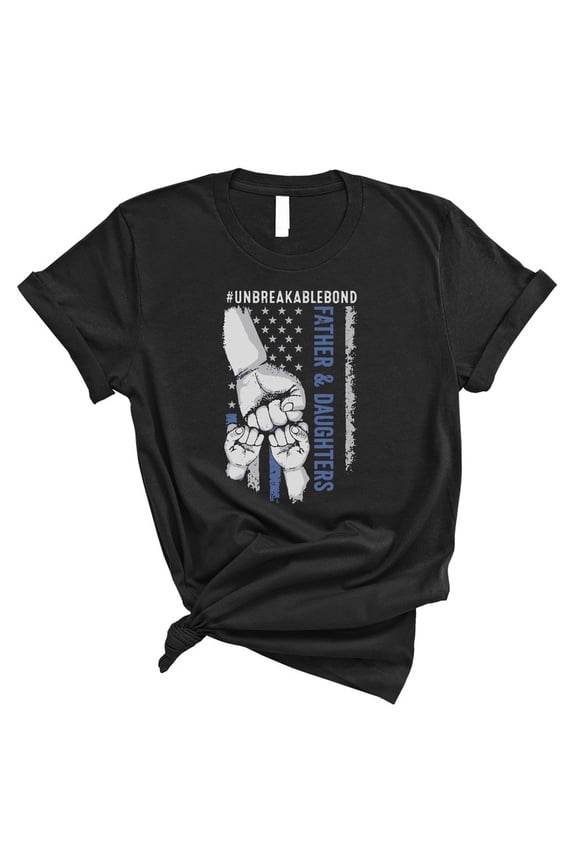 Father & Daughters T-Shirt – #UnbreakableBond Graphic Tee – Patriotic Dad Gift(BLACK,Large)