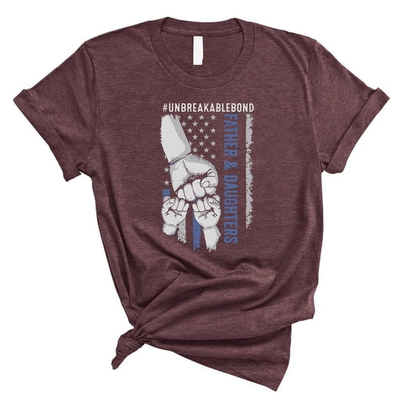 Father & Daughters T-Shirt – #UnbreakableBond Graphic Tee – Patriotic Dad Gift(HEATHER MAROON,Small)