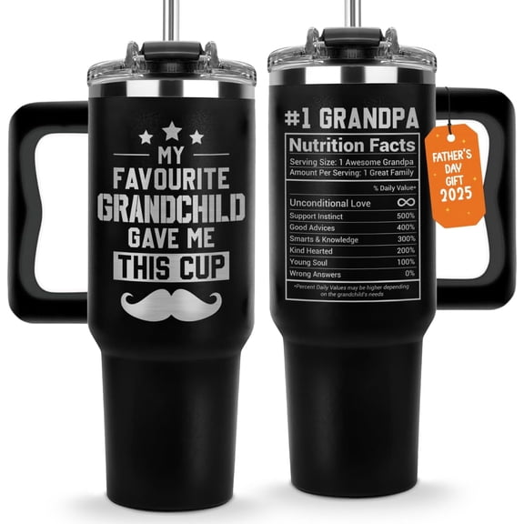 Father Day Gifts for Grandpa, My Favorite GrandChild Gave Me This Cup Tumbler 40Oz - Grandpa Birthday Gifts from Grandkids, Granddaughter, Grandson - Grandfather Mug, Present for Granddad