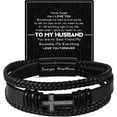 thumbnail image 1 of Father Day Gifts for My Man Boyfriend Husband Dad Grandpa Brother Son Him Men, Mens Cross Leather Braided Bracelet Mens Jewelry Birthday Gift Ideas for Men Valentines Christmas Gifts, 1 of 6