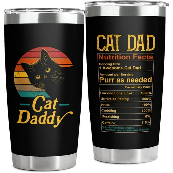 Father Day Gifts from Cat, Cat Dad Tumbler with Lid 20 Oz, Best Cat Dad Ever Cup, Father Day Dad Gifts from Daughter Son Wife, Cat Dad Gifts