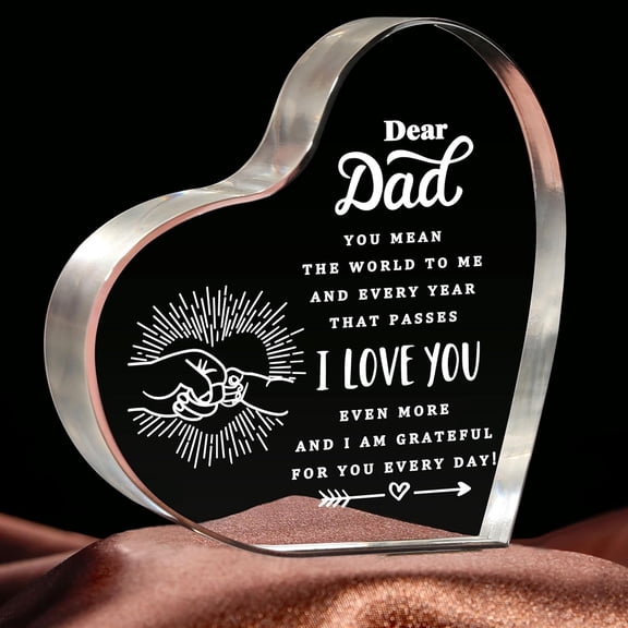 Father Day Ideas Gifts Dad Acrylic Keepsake 3.9X3.9 Inch Dad Birthday Gift Engraved Sign Plaque Presents From Daughter Son Desk Decoration Christmas Anniversary Thanksgiving Gifts (Dear Dad) Home
