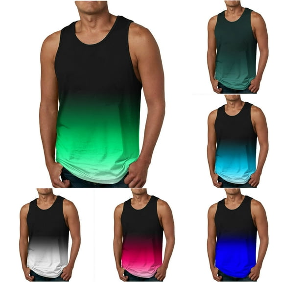 3d Graphic Tank Top Men,Summer Sportstank Tops for Men,Cool Gradient Design Graphic Round Neck Sleeveless Shirts,Casual Mens Gym Athletic Fitness Running Workout Tank Tops