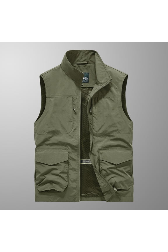 Mens Fishing Vests Multiple Pockets,Men Outerwear Vests for Summer Utility Safari Travel Vest with Pockets, Summer Lightweight Sleeveless Outdoor Work Cargo Fly Summer Vest