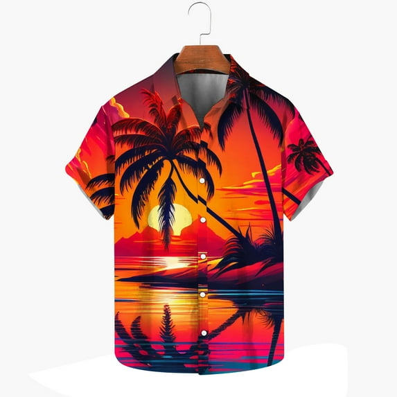 Hawaiian Shirts for Men Vintage,Men's Short Sleeve Button Down Vintage Beach Shirts,Hawaiian Casual Printed Beach Shirt Summer Regular Fit Top,Mens Floral Beach Shirts Wrinkle Free