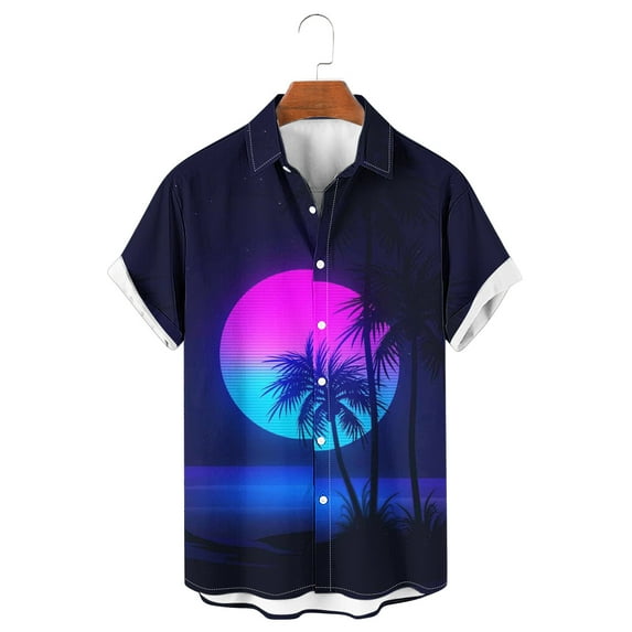 Father Day Sale!Hawaiian Shirts for Men Vintage,Men's Short Sleeve Button Down Vintage Shirts,Hawaiian Casual Printed Beach Shirt Summer Regular Fit Top,Mens Floral Beach Shirts Wrinkle Free