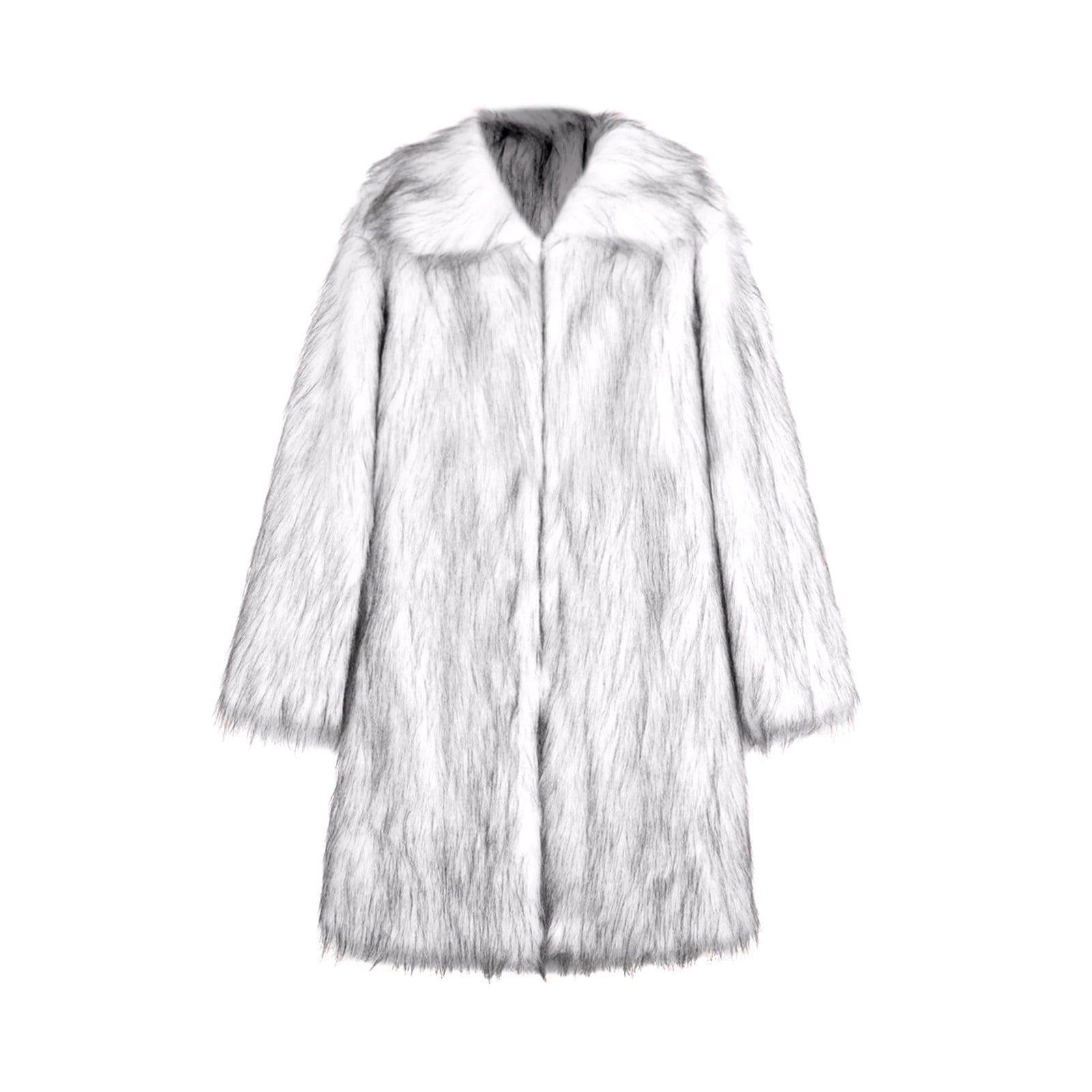 Father Day Sale!YANHAIGONG Men's White Faux Fur Coat Long Father Day Sale!YANHAIGONG Men's White Faux Fur Coat Long