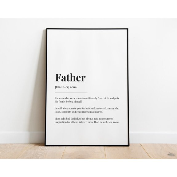 Father Definition Dad Family Love Home Typography Wall Art Poster Decor