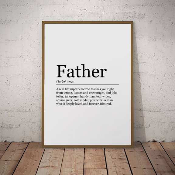 Father Definition Minimalist Dad Poster, Inspirational Office, Bedroom And Gallery Wall Decor