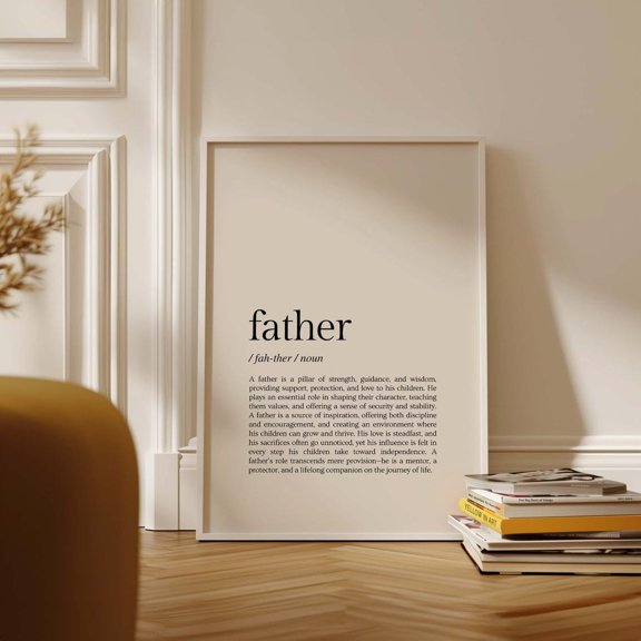Father Definition Minimalist Dad Wall Art, Unframed Canvas Size 8x12