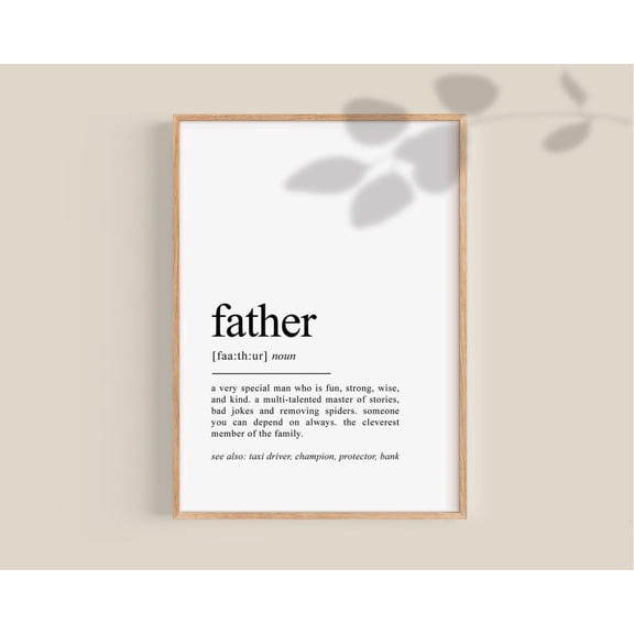 Father Definition Poster Father Dad Men New Father New Dad Wall Artfather'S Day Poster Wall Art For Decor Present , Poster Print Only