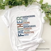 Father Definition T-Shirt, White and Natural Inspirational Tee for Hero Dad