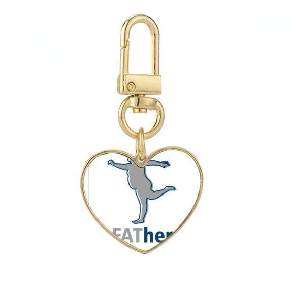 Father Fat Sports Faly Art Deco Fashion Gold Heart Keychain Metal Keyring Holder