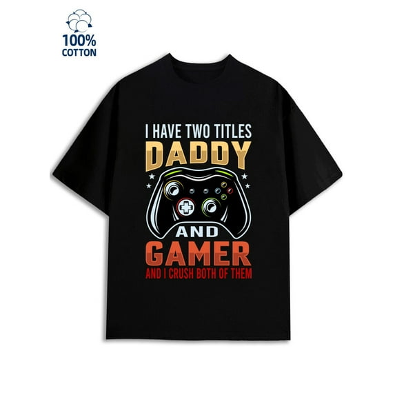 Father Gamer Tee mens 180G 100% Cotton black Retro Unisex Shirt Short Sleeve tshirts Funny Unisex Shirt Cotton tshirts Vintage Unisex Shirt Graphic Tee tshirts Classic Unisex Shirt Cotton tshirts