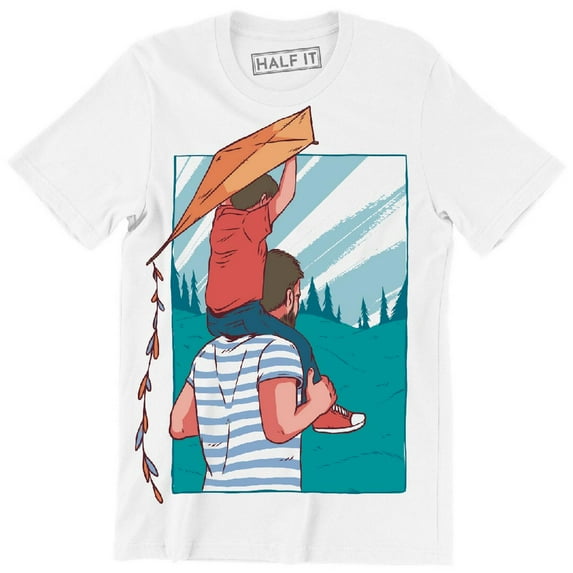 Father Giving A Piggyback Ride To His Son Happy Cute Family T-Shirt