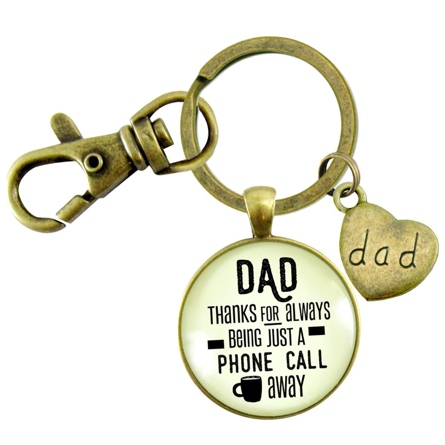 Father Gutsy Goodness Bronze Keychain Dad Thanks Being Just A Phone Call Away Love From Daughter Gift