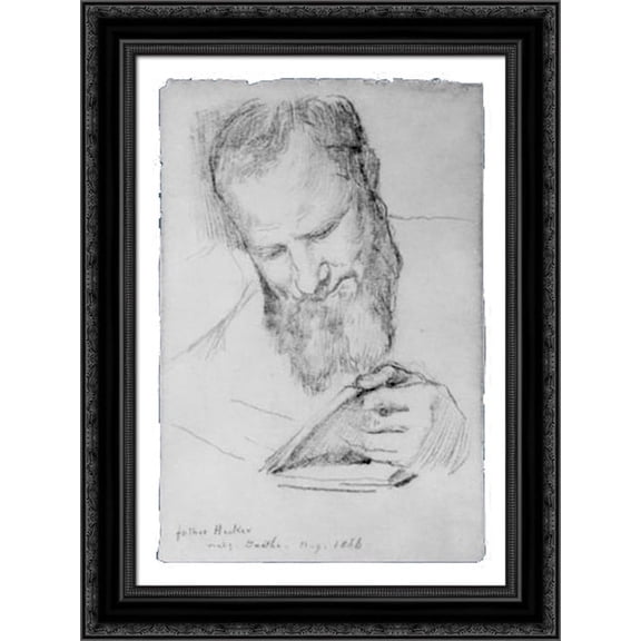 Father Hecker Reading Goethe 19x24 Black Ornate Wood Framed Canvas Art by LaFarge, John