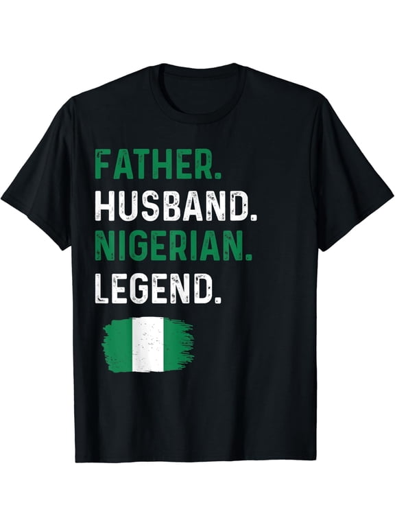 Father Husband Nigerian Legend Men's Graphic T-Shirt Retro Nigeria Flag Heritage Pride Apparel Funny Dad Gift