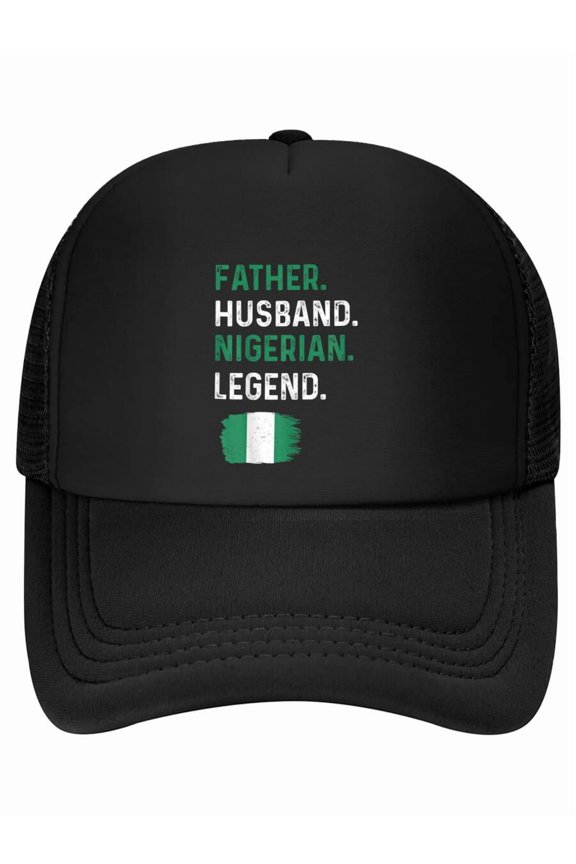 Father Husband Nigerian Legend Proud Dad Nigeria Flag Baseball Cap