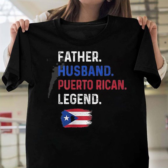 Father Husband Puerto Rican Legend Proud Dad Rico Flag Heritage T-Shirt (2) Unisex, up to 5XL