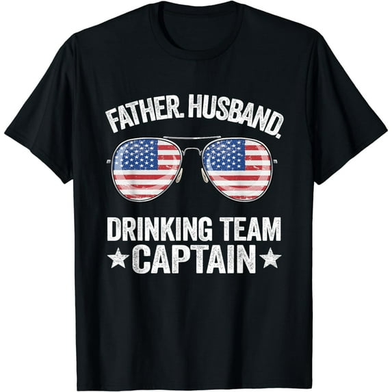 Father Husband USA Drinking Team Captain 4th Of July Beer T-Shirt