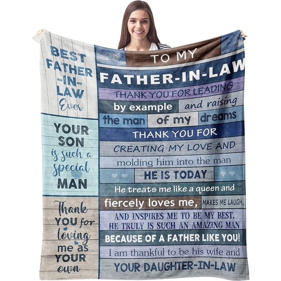 Father in Law Gift from Daughter in Law Blanket Father of The Groom Gift Throw Blanket, Gift Ideas for Father in Law Dad Blankets & Throws on Birthday Thanksgiving Father's Day.