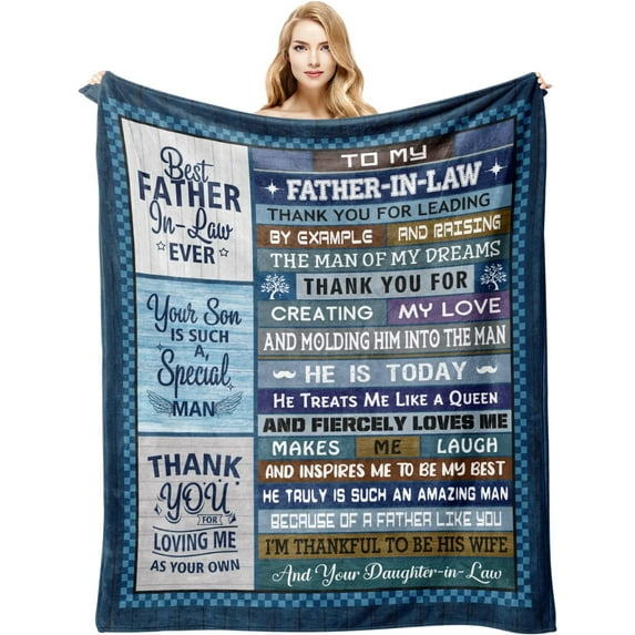 Father in Law Gift from Daughter in Law, Father in Law Gifts Throw Blanket 60"x50", Birthday Gifts for Father in Law, Father-in-Law Gift Ideas for Christmas Father''s Day Wedding Anniversary