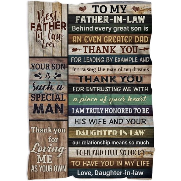 Father in Law Gifts, Father in Law Gift from Daughter in Law/Son in Law, Blanket Gifts for Father in Law, to My Dad Throw Blanket on Birthday Christmas Anniversary Fathers Da