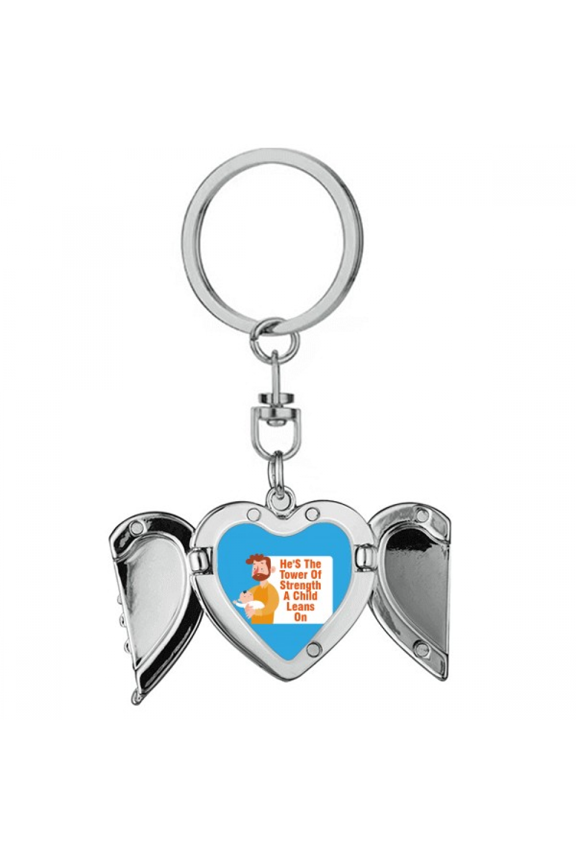 Father Love Great Lighthouse Heart Angel Wing Key Chain Holder