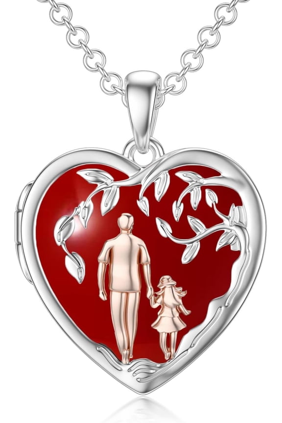 Father Mother Daughter Locket Necklace S925 Sterling Silver Oxidized Abalone Shell Daughter Gifts from Dad Mom I Love You Forever Daughter Locket Jewelry Gift