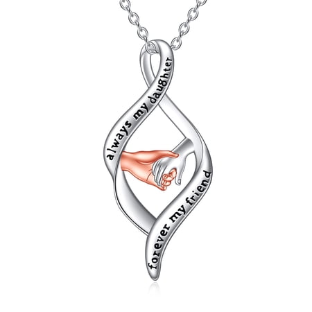 Father Mother Necklace from Dad Sterling Silver Crystal/Abalone/Tree of Life Jewelry for Women (hand)