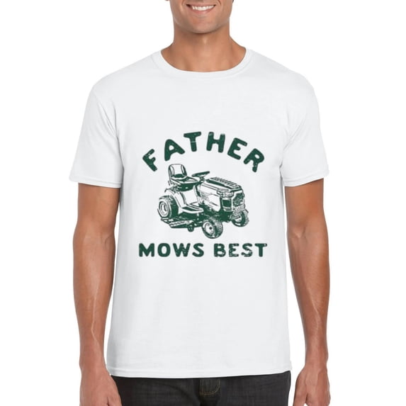 Father Mows Best Funny Fathers Day Best Daddy Lawn Care T-Shirt, for men & women, up to size 5XL
