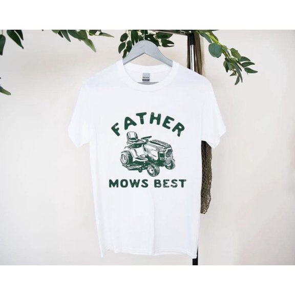 Father Mows Best Funny Lawn Dad Tee by Artbyhintze, for men & women, up to size 5XL