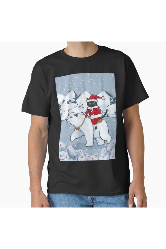 Father Noel Claws On A Polar Bear Holiday Winter Festive Art Unisex T-Shirt up to size 5XL