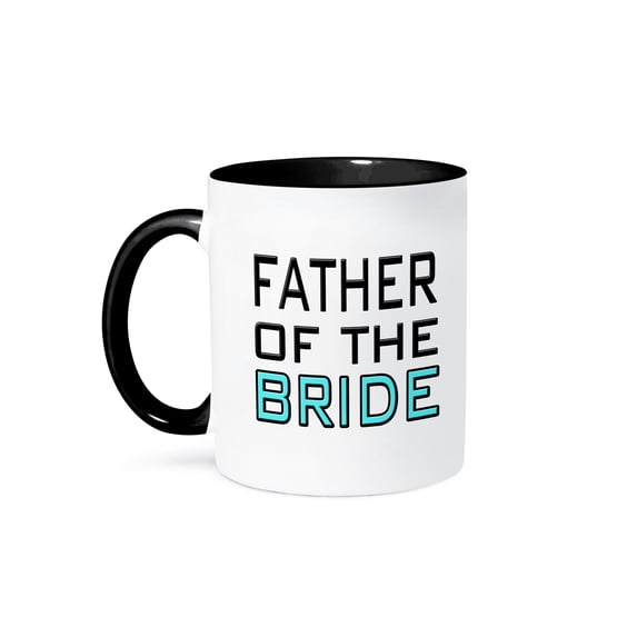 3dRose, Father of the Bride, Blue, 11oz Two-Tone Black Mug