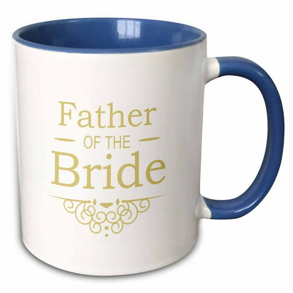 3drose, Father of the Bride for Gold Wedding - Part of Matching Marriage Party Ceremony Set - Elegant Swirls, 15oz Two-tone Blue Mug