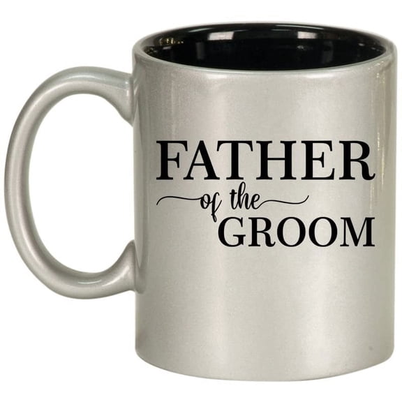 Father Of The Groom Ceramic Coffee Mug Tea Cup Gift for Him, Son, Grandpa, Husband, Brother, Dad (11oz Silver)
