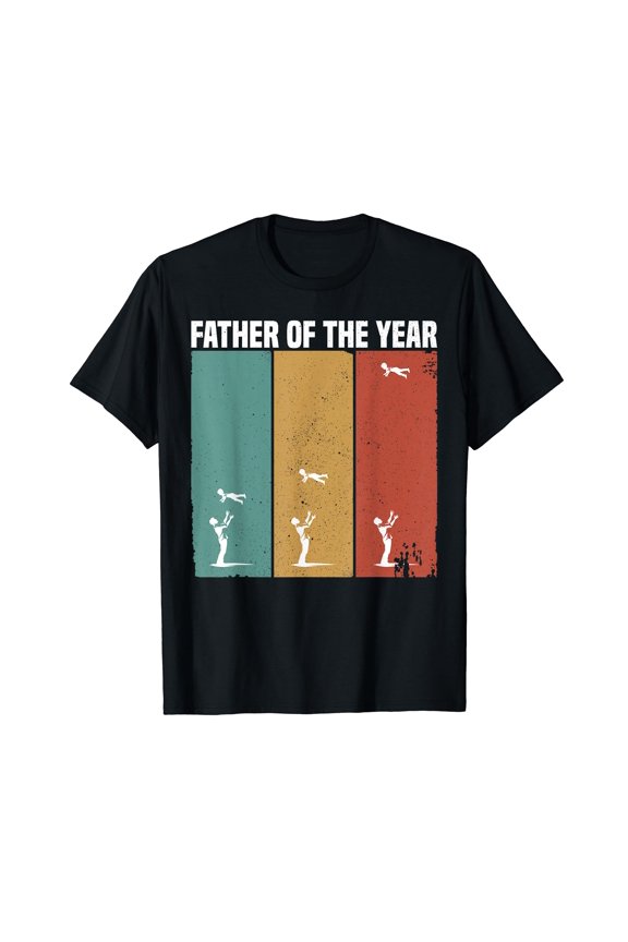 Father Of The Year Funny Dad Throwing Child In Sky Vintage T-Shirt