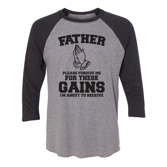 Father Please Forgive Me Unisex 3/4 Sleeve Baseball Raglan Tee